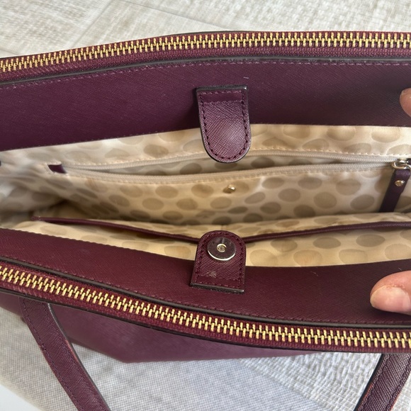 🌷Kate Spade Burgundy Saffiano Leather Satchel Tote Bag - Picture 9 of 10